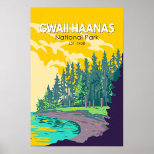 Poster Parc national Gwaii Haanas Canada Voyage Vintage