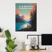 Poster Parc national Jasper Alberta Canada Rockies Retro (Bureau à domicile)