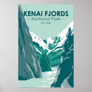 Poster Parc national Kenai Fjords Alaska Vintage