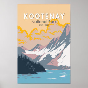 Poster Parc national Kootenay Canada Vintage d'art touris