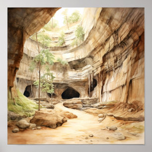 Poster Parc national Mammoth Cave Aquarelle