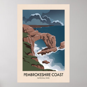 Poster Parc national moderne de la côte du Pembrokeshire