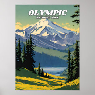 Poster Parc national olympique illustration retro