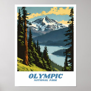 Poster Parc national olympique illustration rétro Esthéti