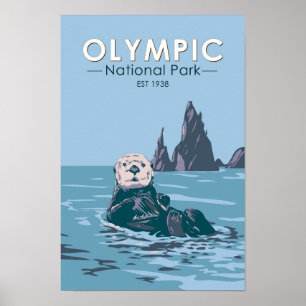 Poster Parc national olympique Louter de mer Vintage
