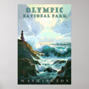 Poster Parc national Olympique Washington Coast Travel