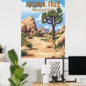 Poster Parc national Retro Joshua Tree (Bureau à domicile)