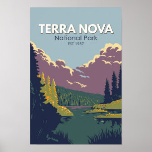 Poster Parc national Terra Nova Canada Voyage Art Vintage