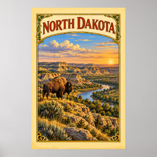 Poster Parc national Theodore Roosevelt du Dakota du Nord