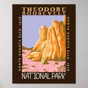 Poster Parc national Theodore Roosevelt Rétro perturbé