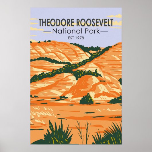Poster Parc national Theodore Roosevelt Vintage (Devant)