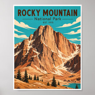 Poster Parc national vintage des montagnes Rocheuses