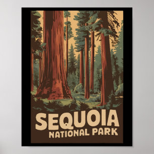 Poster Parc national vintage Sequoia Hommes Femmes Enfant