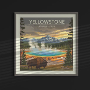 Poster Parc national vintage Yellowstone
