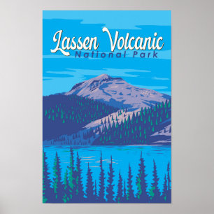 Poster Parc national volcanique de Lassen Illustration Vo