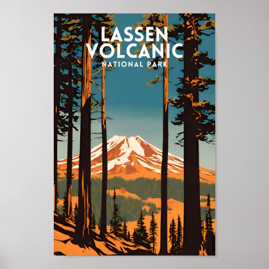 Poster Parc national volcanique de Lassen Vintage (Devant)