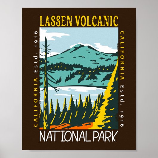 Poster Parc national volcanique de Lassen Vintage perturb (Devant)