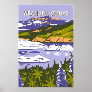 Poster Parc national Wrangell St Elias Nizina Lake Alaska
