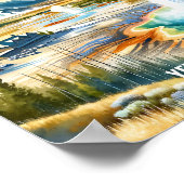 Poster Parc national Yellowstone Aquarelle de voyage (Coin)