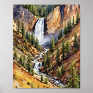 Poster Parc national Yellowstone Artiste Point Aquarelle