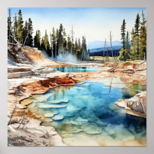 Poster Parc national Yellowstone Watercolor Art