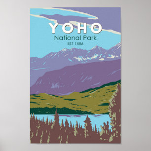 Poster Parc national Yoho Canada Vintage d'art touristiqu