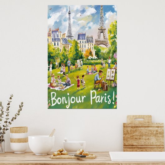 Poster Parc parisien avec l'emblématique Tour Eiffel (Cuisine)