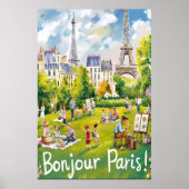 Poster Parc parisien avec l'emblématique Tour Eiffel (Devant)