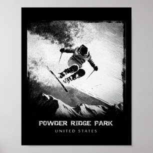 Poster Parc Powder Ridge États-Unis Ski Ski Slalomeur _