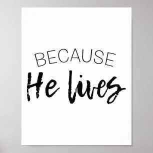 Poster Parce qu'il vit T-shirt de Pâques Jésus est vivant