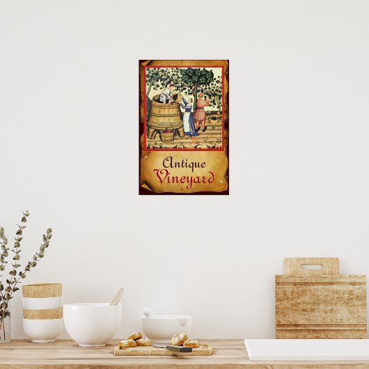 POSTER PARCHEMENT DE RÉCOLTE DE VIGNOBLES ANCIENS (Cuisine)