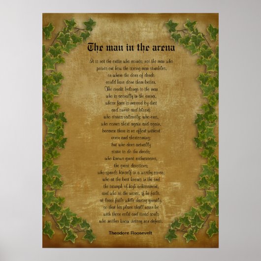 Poster Parchemin avec lierre "L'homme dans l'arène" (Devant)
