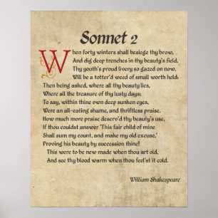 Poster Parchemin Shakespeare Sonnet 2
