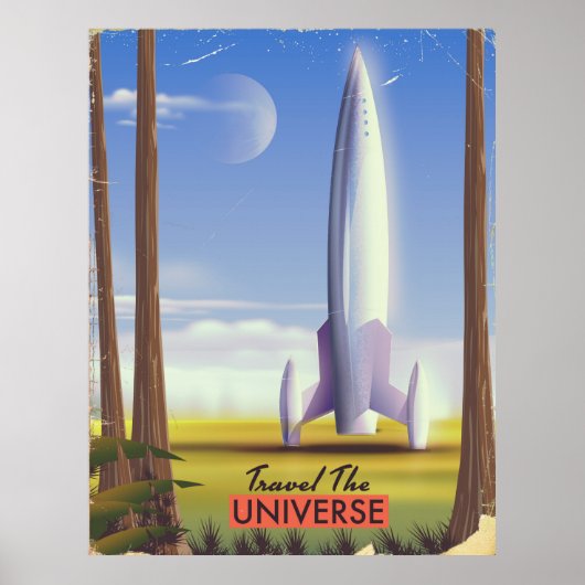 Poster Parcourez l'univers art spatial rétro. (Devant)