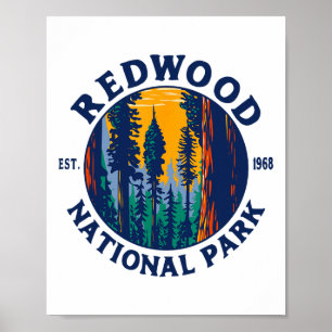 Poster Parcs nationaux et d'État de Redwood Ca Californie