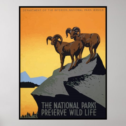 Poster Parcs nationaux Préserver la vie sauvage (Devant)