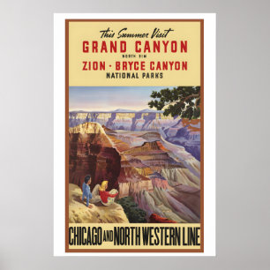 Poster Parcs nationaux USA Grand Canyon bord Nord Zion et