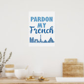 Poster Pardon Mon Français - Paris Skyline (Cuisine)