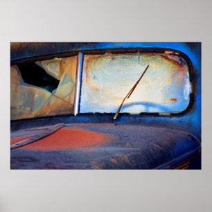 Poster Pare-brise d'un vieux camion rouillé