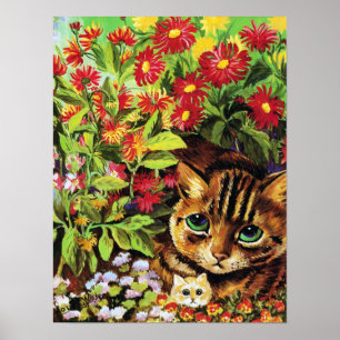 Poster Parent-Enfant Chat Caché Dans Le Jardin, Louis Wai