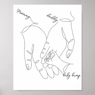 Poster Parent et bébé tenant la main