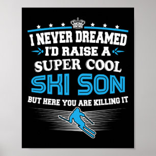 Poster Parents de skieurs de ski élèvent un fils de ski c