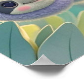 Poster Paresseux de dessin animé suspendu à l'envers à un (Coin)