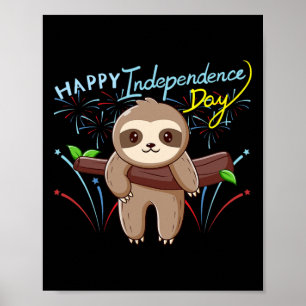 Poster Paresseux Joyeux Jour de l'Indépendance