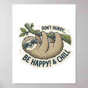 Poster Paresseux Mignon "Ne Vous Pressez Pas, Soyez Heure
