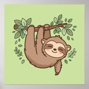 Poster Paresseux Mignon qui Traîne - Paresseux Drôle et P