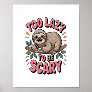 Poster Paresseux mignon sur une branche avec ludique