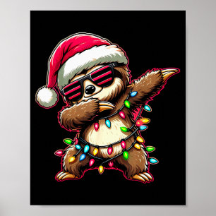 Poster Paresseux qui fait du dabbing Noël Pour Enfants Ga