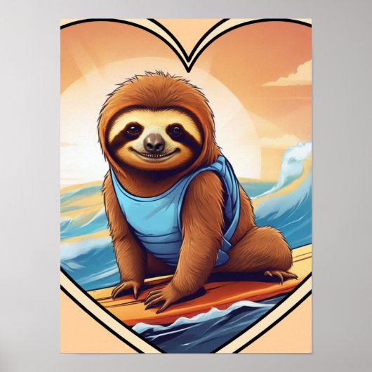 Poster Paresseux surfeur (Devant)