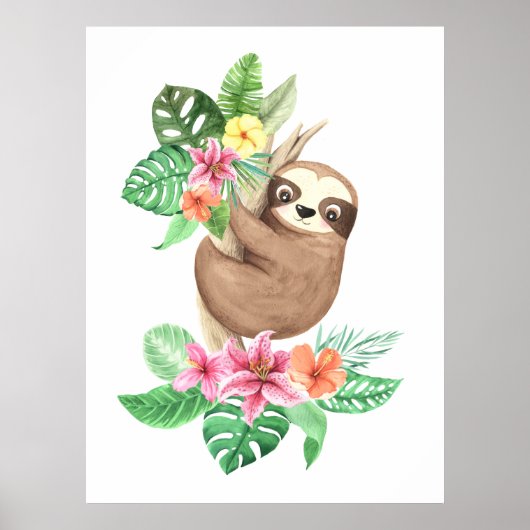 Poster Paresseux Tropical Bébé (Devant)